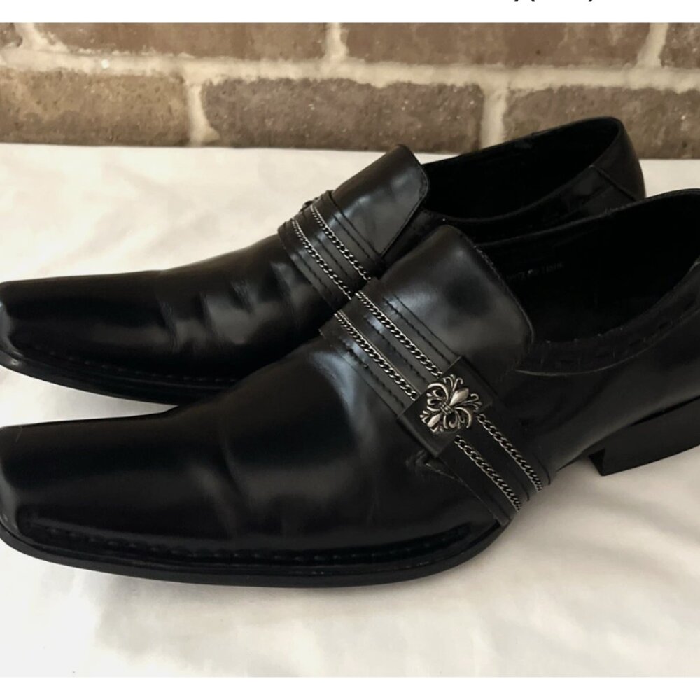 Robert Wayne Slice Black Leather Embellished Slip… - image 5